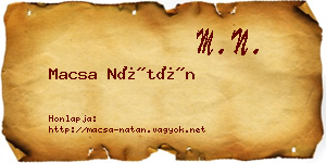 Macsa Nátán névjegykártya
